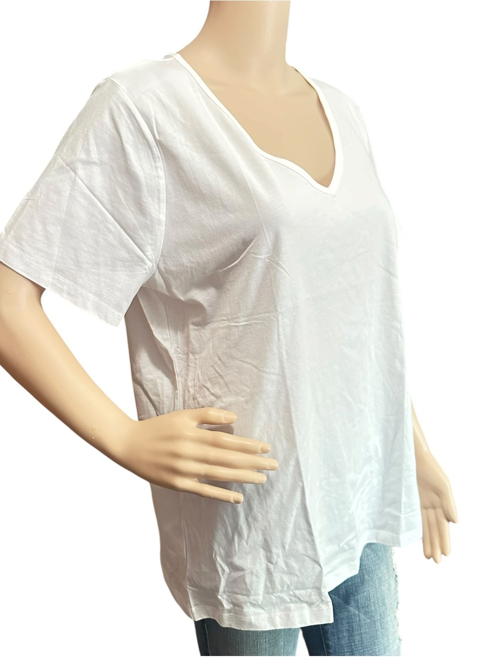 Ann Taylor white V neck tshirt XL NWT - Picture 3 of 6